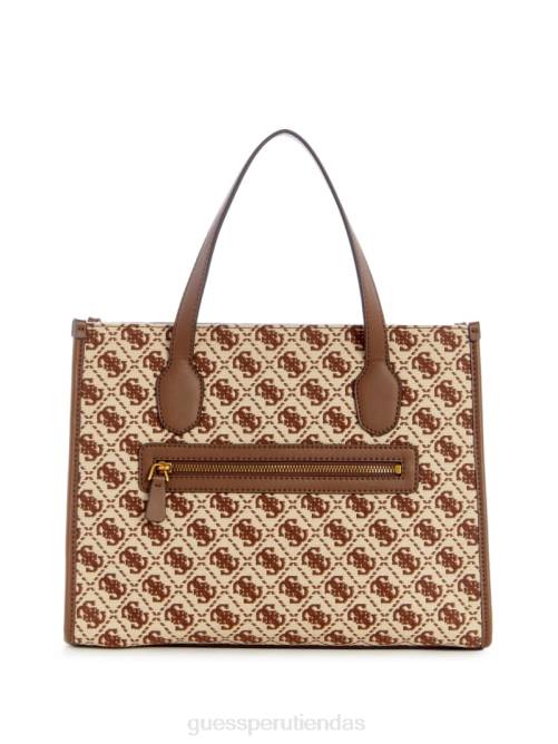 GUESS bolso tote izzy con logo en jacquard mujer 0P8X2782 marrón múltiple bolsas