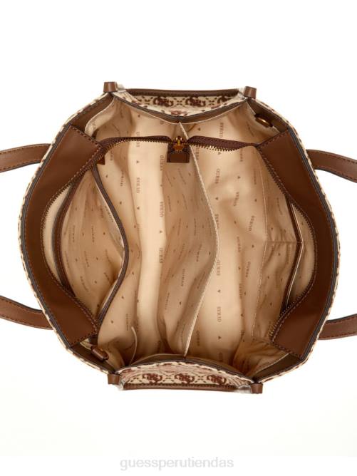 GUESS bolso tote izzy con logo en jacquard mujer 0P8X2782 marrón múltiple bolsas