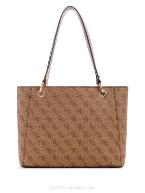 GUESS bolso tote noelle quattro g pequeño de navidad mujer 0P8X3074 logotipo de café con leche bolsas