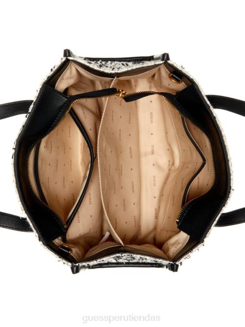 GUESS bolso tote silvana de tweed mujer 0P8X2790 crema múltiple bolsas