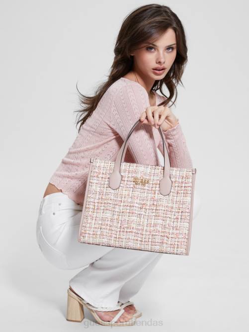 GUESS bolso tote silvana de tweed mujer 0P8X2889 áspid verde bolsas