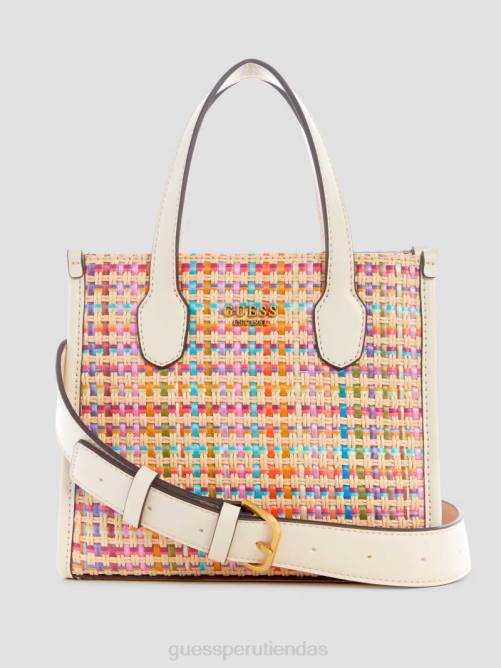 GUESS bolso tote silvana mini de paja de colores mujer 0P8X2939 blanco multicolor bolsas