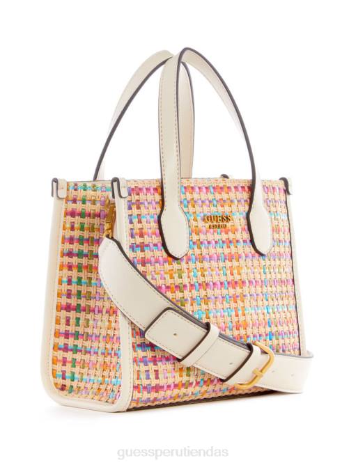 GUESS bolso tote silvana mini de paja de colores mujer 0P8X2939 blanco multicolor bolsas