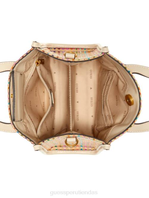 GUESS bolso tote silvana mini de paja de colores mujer 0P8X2939 blanco multicolor bolsas