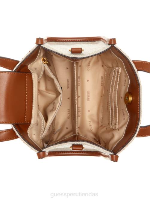 GUESS tote silvana mini de lona bordada mujer 0P8X3079 lavado de arenisca bolsas