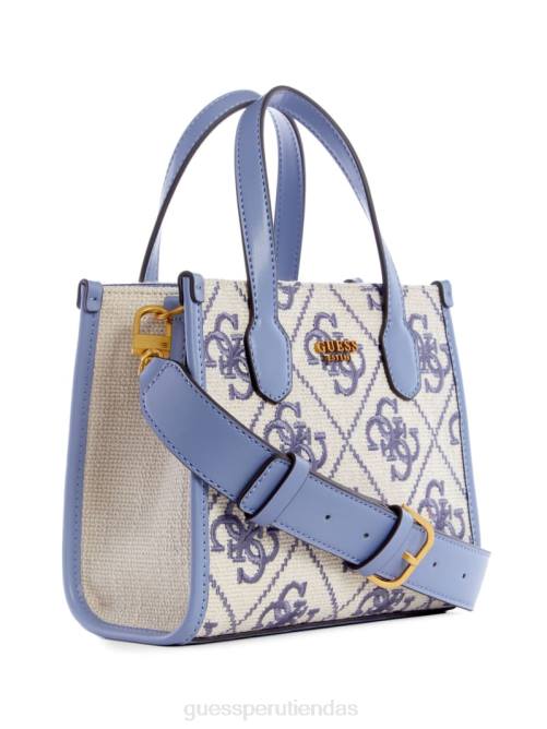 GUESS tote silvana mini de lona bordada mujer 0P8X3080 logotipo de glicina bolsas