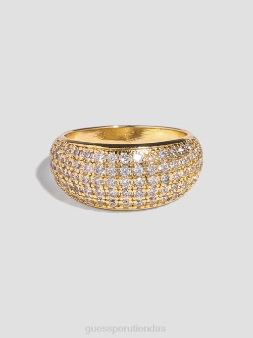 GUESS Anillo de cúpula con diamantes de imitación chapado en oro de 14k mujer 0P8X3881 oro accesorio