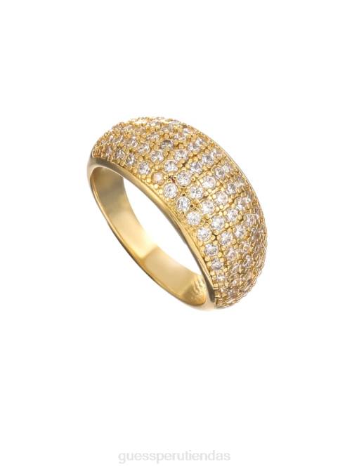 GUESS Anillo de cúpula con diamantes de imitación chapado en oro de 14k mujer 0P8X3881 oro accesorio