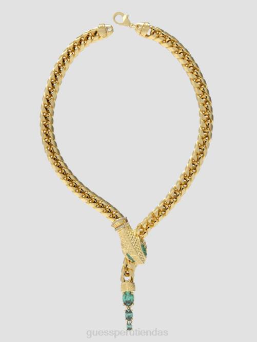 GUESS Collar de serpiente bañado en oro de 14k mujer 0P8X3897 oro Verde accesorio