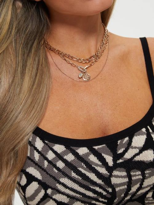 GUESS collar a capas con dije del logo mujer 0P8X3851 oro accesorio