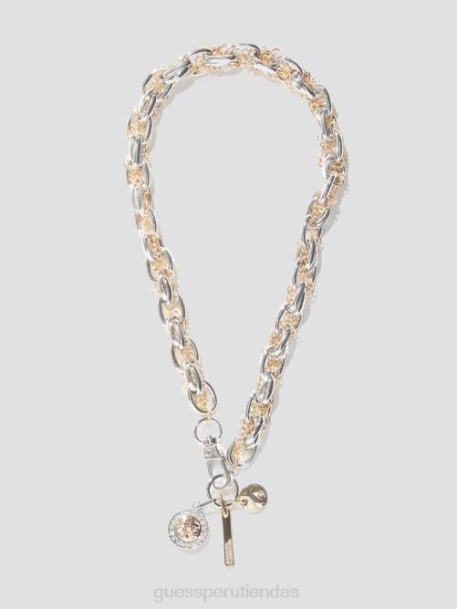 GUESS collar con cadena mixta y dije quattro g mujer 0P8X3848 plata accesorio