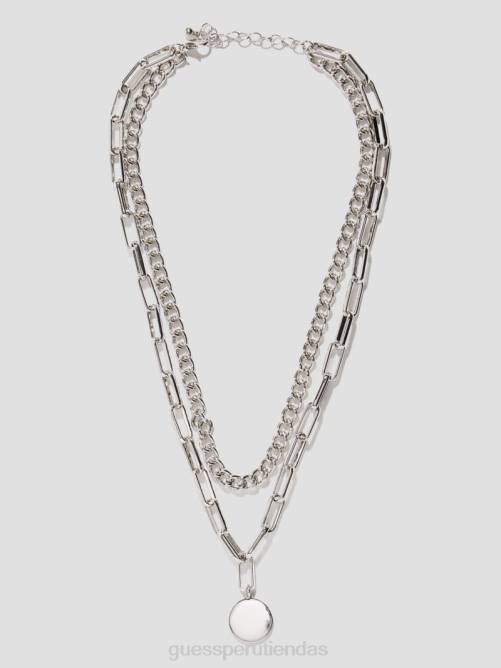 GUESS collar con colgante de varias cadenas mujer 0P8X3845 plata accesorio