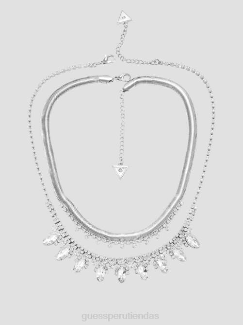 GUESS collar de cristal de piedra mujer 0P8X3877 plata accesorio