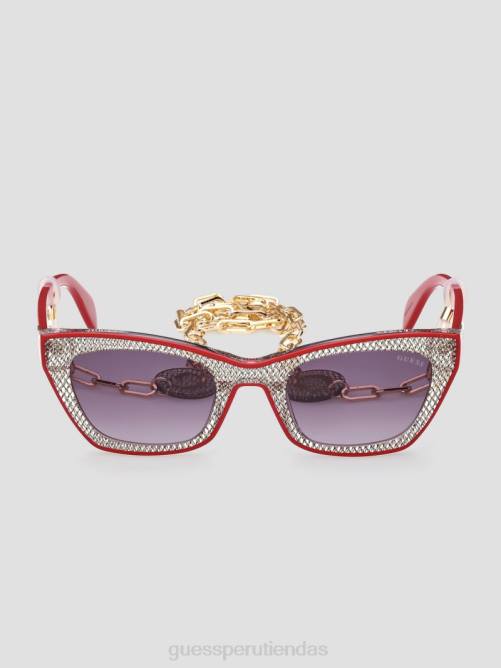 GUESS gafas de sol cat-eye de plástico metalizado mujer 0P8X3667 rojo accesorio