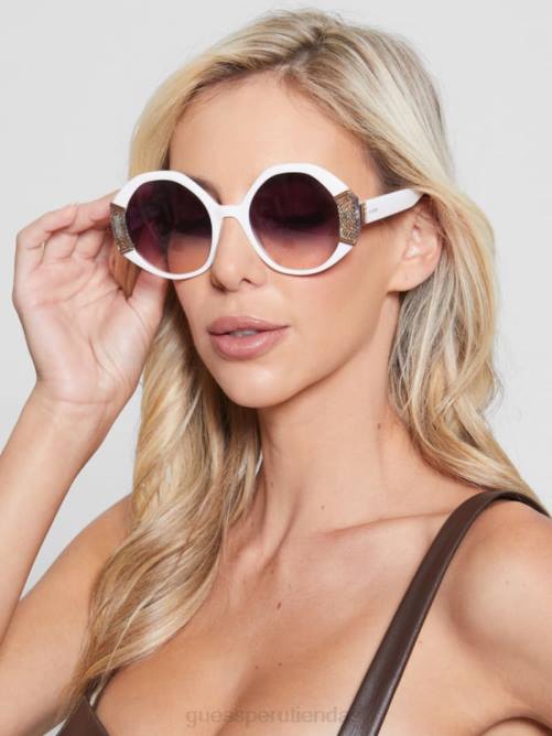 GUESS gafas de sol con montura geométrica metalizada mujer 0P8X3668 blanco accesorio