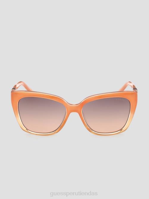 GUESS gafas de sol cuadradas de plástico con emblema triangular mujer 0P8X3708 naranja neón accesorio