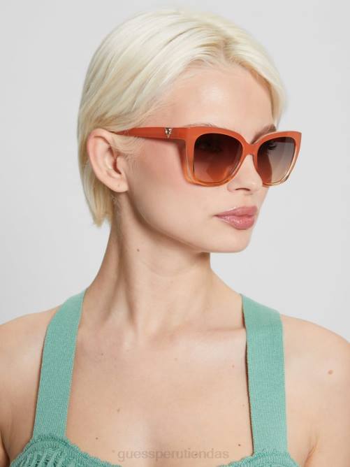 GUESS gafas de sol cuadradas de plástico con emblema triangular mujer 0P8X3708 naranja neón accesorio