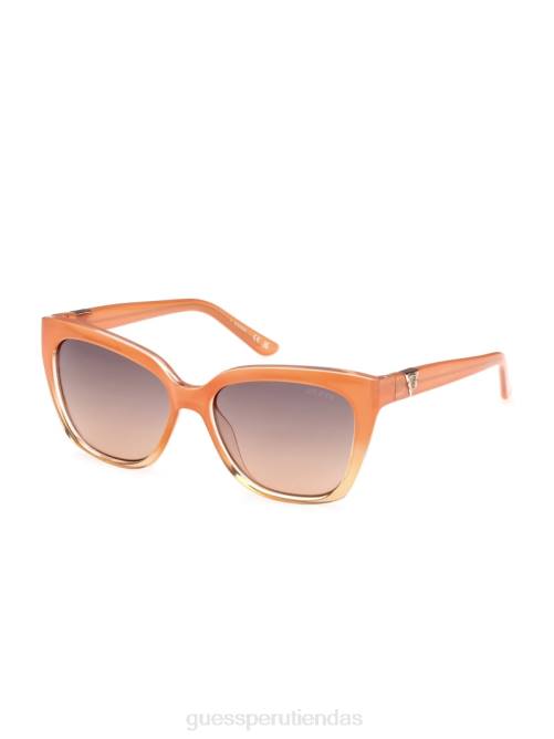 GUESS gafas de sol cuadradas de plástico con emblema triangular mujer 0P8X3708 naranja neón accesorio