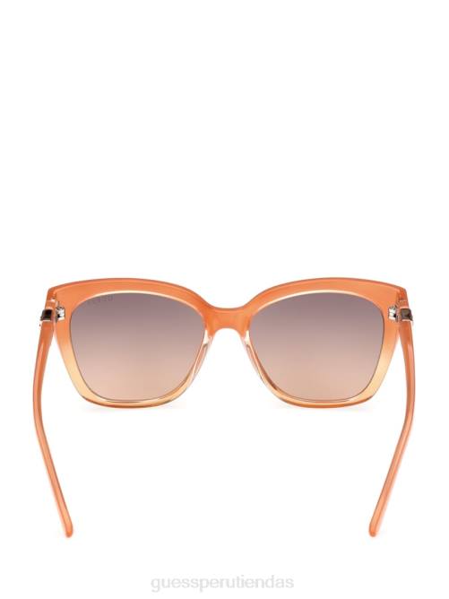 GUESS gafas de sol cuadradas de plástico con emblema triangular mujer 0P8X3708 naranja neón accesorio