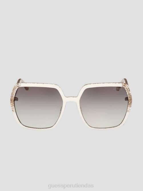 GUESS gafas de sol cuadradas de plástico con purpurina mujer 0P8X3728 blanco accesorio