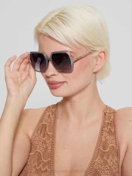 GUESS gafas de sol cuadradas de plástico con purpurina mujer 0P8X3728 blanco accesorio