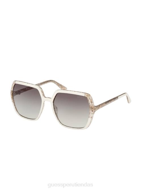 GUESS gafas de sol cuadradas de plástico con purpurina mujer 0P8X3728 blanco accesorio