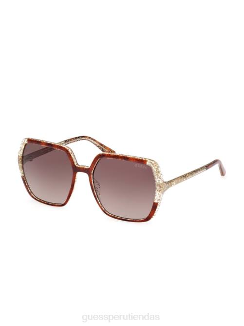 GUESS gafas de sol cuadradas de plástico con purpurina mujer 0P8X3758 habana oscuro/brn degradado accesorio