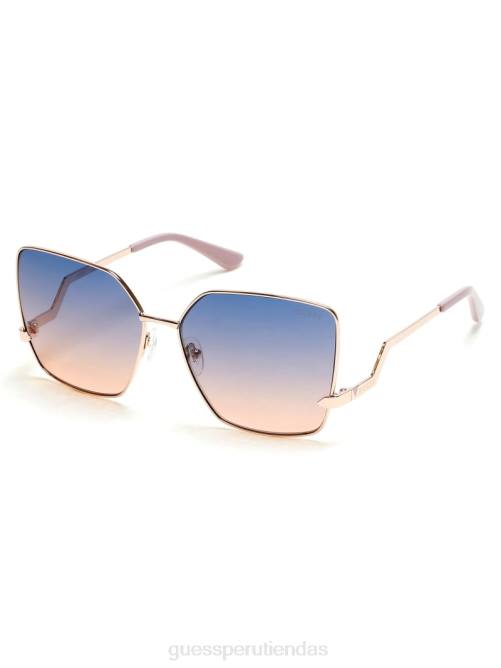 GUESS gafas de sol cuadradas oversize en zigzag mujer 0P8X3770 oro rosa brillante/degradado accesorio