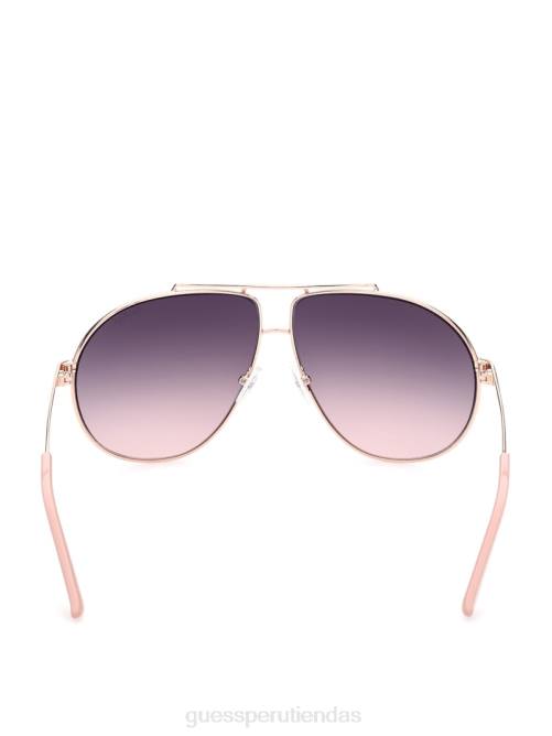 GUESS gafas de sol de aviador de metal mujer 0P8X3698 Oro blanco accesorio