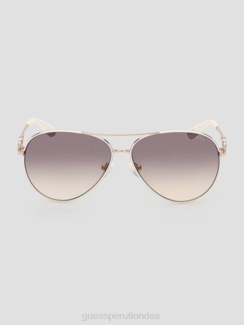 GUESS gafas de sol estilo aviador de metal con enlace g cuadrado mujer 0P8X3649 blanco accesorio