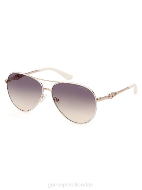 GUESS gafas de sol estilo aviador de metal con enlace g cuadrado mujer 0P8X3649 blanco accesorio