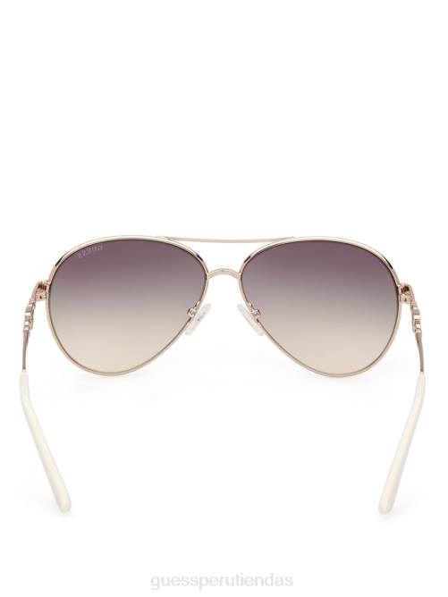 GUESS gafas de sol estilo aviador de metal con enlace g cuadrado mujer 0P8X3649 blanco accesorio