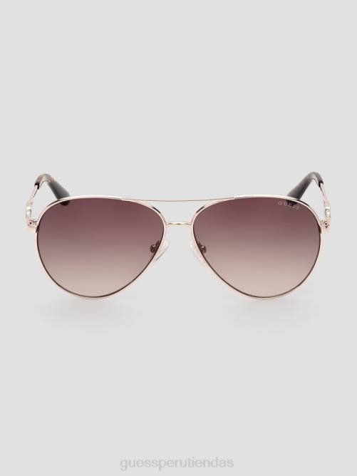 GUESS gafas de sol estilo aviador de metal con enlace g cuadrado mujer 0P8X3665 tortuga accesorio