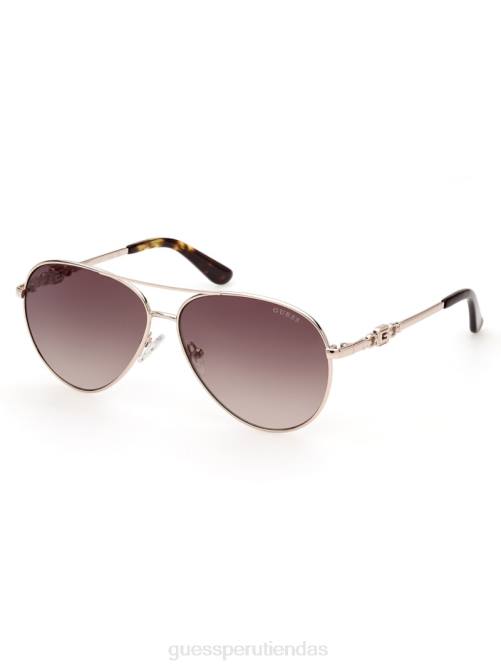 GUESS gafas de sol estilo aviador de metal con enlace g cuadrado mujer 0P8X3665 tortuga accesorio