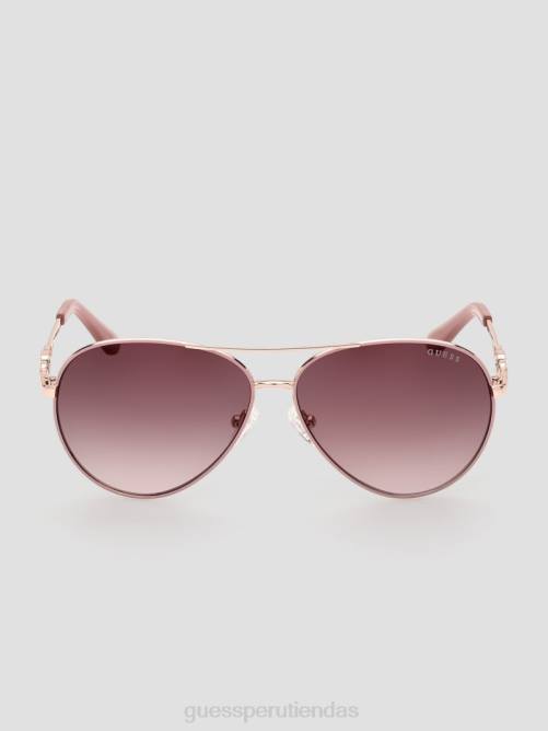 GUESS gafas de sol estilo aviador de metal con enlace g cuadrado mujer 0P8X3682 rojo accesorio