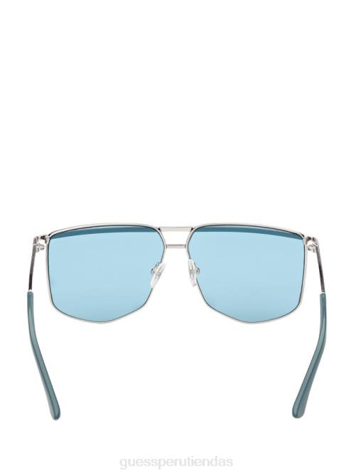 GUESS gafas de sol geométricas con barra frontal de metal mujer 0P8X3768 plata brillante/azul accesorio
