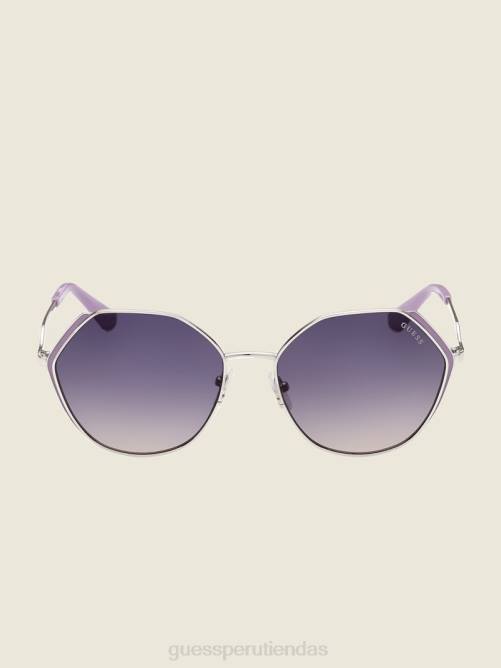 GUESS gafas de sol geométricas con patillas de colores mujer 0P8X3732 blanco/plata accesorio