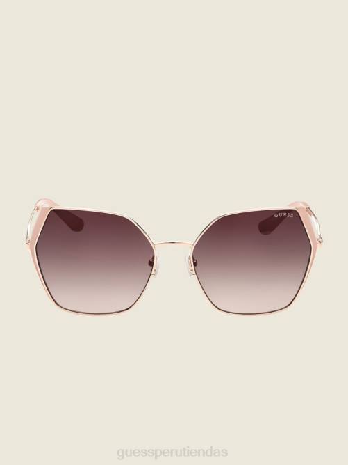GUESS gafas de sol oversize de metal con diseño geométrico mujer 0P8X3733 oro rosa accesorio