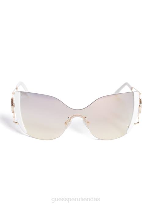 GUESS gafas de sol tipo ojo de gato sin montura y espejadas mujer 0P8X3696 blanco accesorio