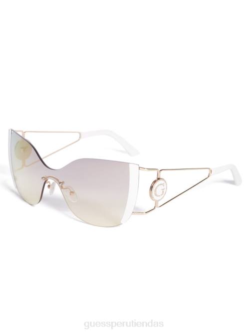 GUESS gafas de sol tipo ojo de gato sin montura y espejadas mujer 0P8X3696 blanco accesorio