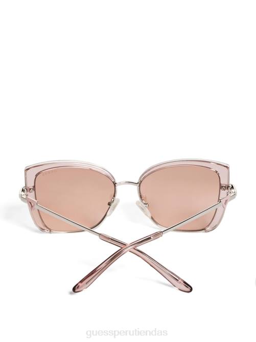 GUESS gafas de sol tipo ojo de gato teñidas mujer 0P8X3693 espejo rosa brillante/burdeos accesorio