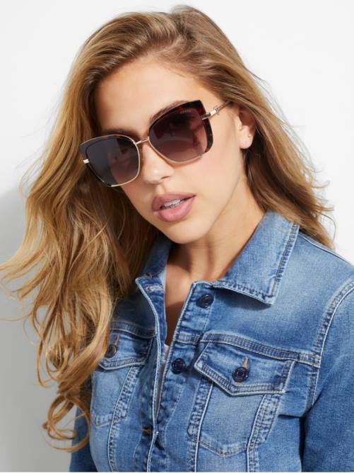 GUESS gafas de sol tipo ojo de gato teñidas mujer 0P8X3755 habana oscuro/brn degradado accesorio