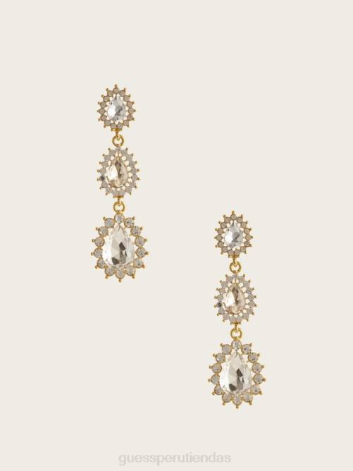 GUESS Arete con forma de lágrima y halo chapado en oro de 14k mujer 0P8X3861 oro plateado accesorio