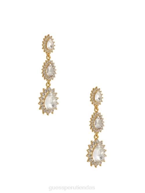 GUESS Arete con forma de lágrima y halo chapado en oro de 14k mujer 0P8X3861 oro plateado accesorio