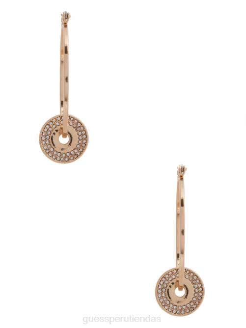 GUESS aretes de aro con forma de disco pavé mujer 0P8X3892 oro accesorio