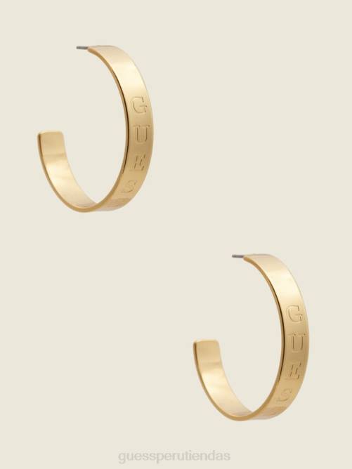 GUESS aretes de aro con logo grabado mujer 0P8X3869 oro accesorio
