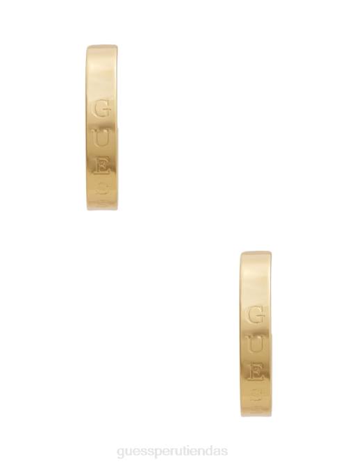 GUESS aretes de aro con logo grabado mujer 0P8X3869 oro accesorio