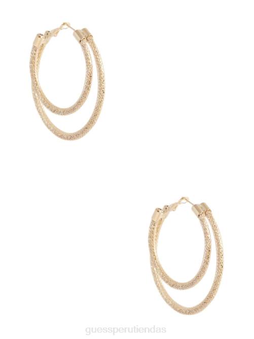 GUESS aretes de aro de malla a capas mujer 0P8X3870 oro accesorio