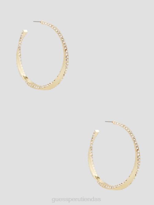GUESS aretes de aro retorcidos con diamantes de imitación chapados en oro mujer 0P8X3841 oro accesorio