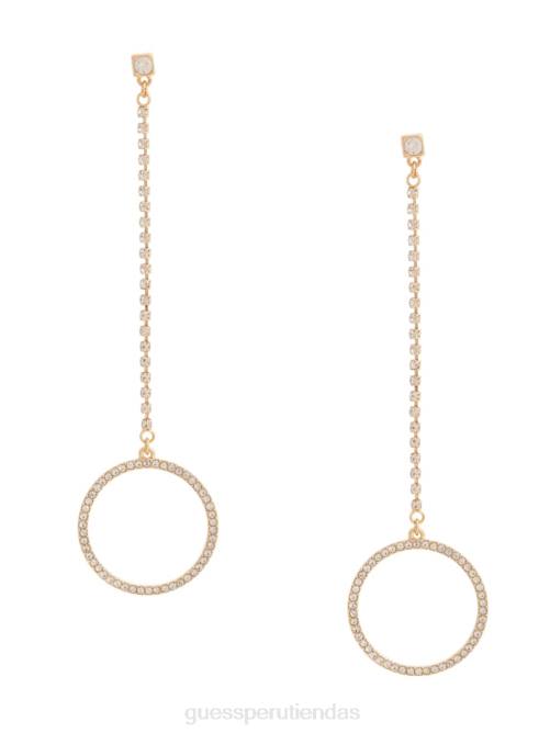 GUESS aretes lineales circulares con pavé de diamantes de imitación mujer 0P8X3918 oro accesorio